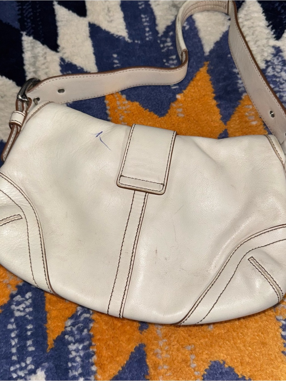 Vintage Y2K 2000s Coach White Mini Soho Leather Shoulder Bag ink stain - Picture 5 of 15